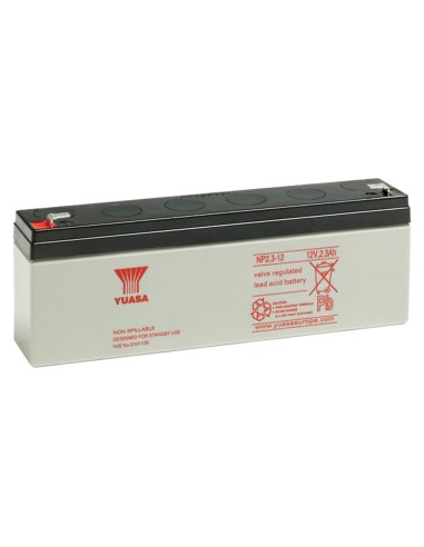 YUASA NP2.3-12 - BATERÍA RECARGABLE - TECNOLOGÍA PLOMO ÁCIDO AGM - CAPACIDAD 2.3 AH / 12 V - 64MM X 178MM X 24MM / 950 G - PARA