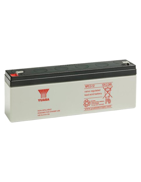 YUASA NP2.3-12 - BATERÍA RECARGABLE - TECNOLOGÍA PLOMO ÁCIDO AGM - CAPACIDAD 2.3 AH / 12 V - 64MM X 178MM X 24MM / 950 G - PARA
