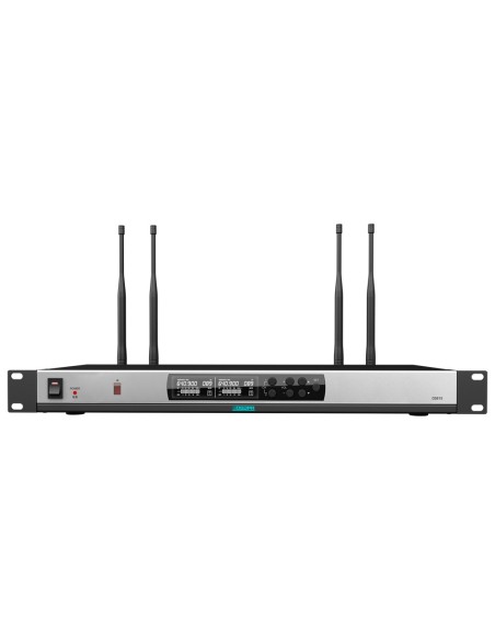 RECEPTOR DE MICRÓFONOS INALÁMBRICO - CANAL DUAL - PAREADO MEDIANTE IR - CONTROL DE VOLUMEN PARA CADA CANAL - SALIDA XLR - COMPAT