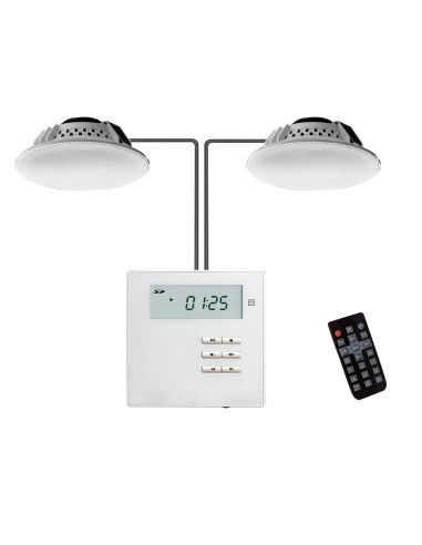 2 X CEILING LOUDSPEAKERS 2X10W - WALL AMPLIFIER - PLAYBACK VIA BT, FM, SD, USB, AUX - REMOTE CONTROL