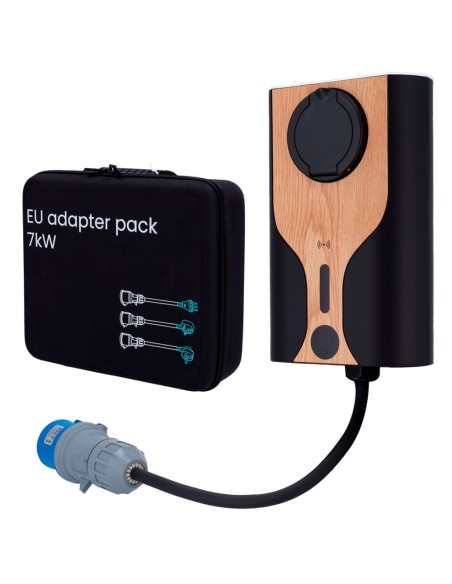 KIT CARGADOR PORTABLE + ADAPTADORES ENCHUFE - POTENCIA 7,4KW / 32A / MONOFÁSICA - CONECTOR TIPO 2  - ADAPTADORES ENCHUFE - MONIT
