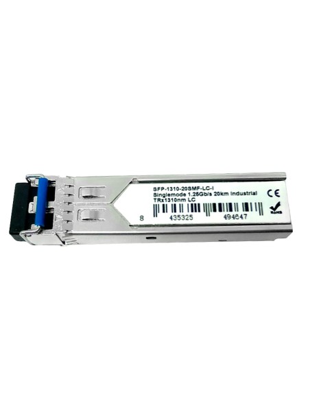 MÓDULO TRANSCEPTOR SFP INDUSTRIAL - TRX 1310 NM - FIBRA MONOMODO - CONECTOR LC UPC DÚPLEX - MÁXIMO 20 KM - 1.25GB/S - 1000BASE-L