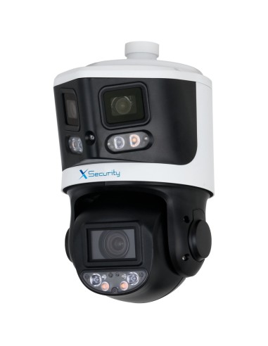 X-SECURITY IP TÁNDEM GAMA ULTRA - DOBLE LENTE (PANORÁMICA 8MPX + PTZ 4MPX) - LENTE PTZ 4~40 MM | 10X | POE+ - LENTE PANORÁMICA 2