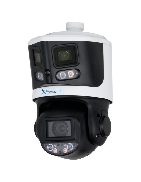 X-SECURITY IP TÁNDEM GAMA ULTRA - DOBLE LENTE (PANORÁMICA 8MPX + PTZ 4MPX) - LENTE PTZ 4~40 MM | 10X | POE+ - LENTE PANORÁMICA 2