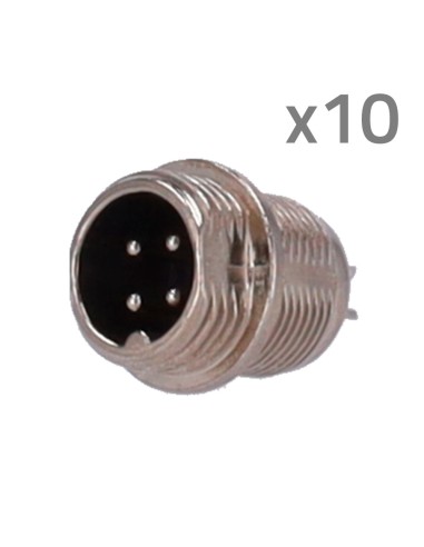 CONECTOR M12 MACHO PARA SOLDAR - STREAMAX COMPATIBLE - 10 UNIDADES POR BOLSA - 4 PINES