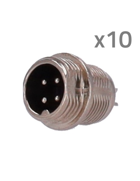 CONECTOR M12 MACHO PARA SOLDAR - STREAMAX COMPATIBLE - 10 UNIDADES POR BOLSA - 4 PINES
