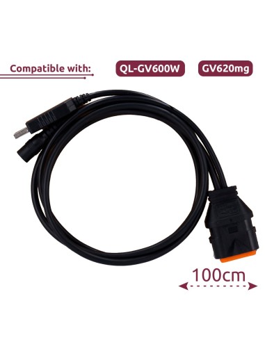 CABLE DE CONFIGURACIÓN - COMPATIBLE CON QL-GV600W &AMP; GV620MG - LONGITUD 100CM - ALIMENTADOR 12V DC 1A