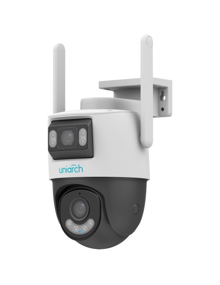 CÁMARA IP WIFI UNIARCH | 5MP - DOBLE LENTE 2.8 MM PANORÁMICA Y 4 MM PTZ  - IR 30M | LUZ BLANCA 30 M | DWDR | MICROSD 512GB - UMD